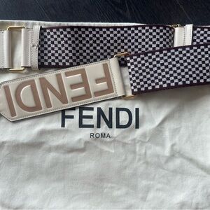 Fendi Wide Canvas & Leather Strap – Adjustable – Made in Italy 🇮🇹